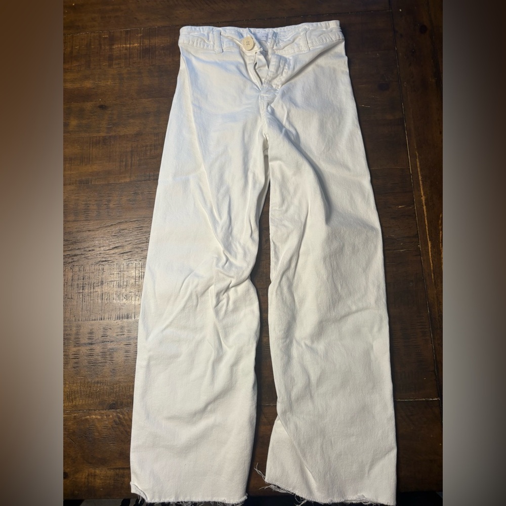 Zara Kids White Wide-Leg Sailor Jeans